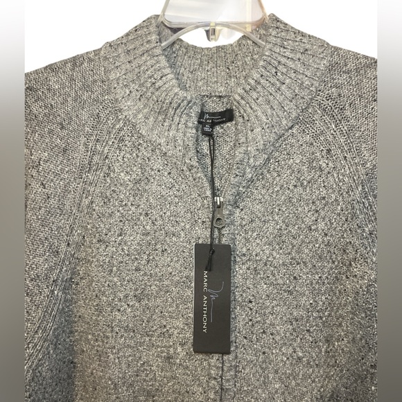 NWT Marc Anthony Heather Gray Zip-Up Knit Sweater - Picture 2 of 11